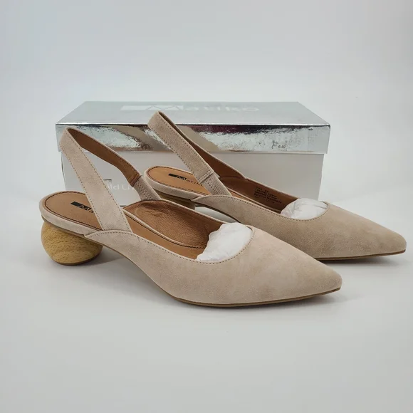 Matiko Cream Leather Slingback Heels - Picture 7 of 10